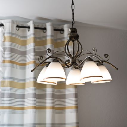 Kronleuchter an Kette RETRO II 5xE27/60W/230V schwarz patiniert