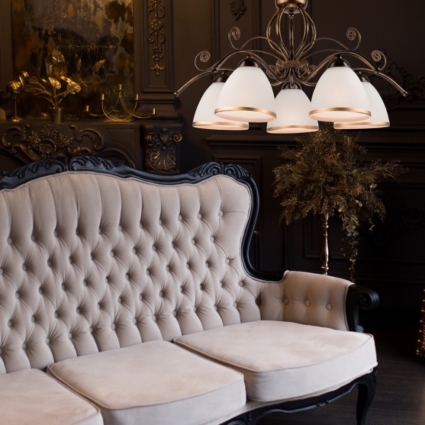 Kronleuchter an Kette RETRO II 5xE27/60W/230V schwarz patiniert