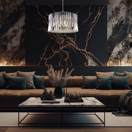Kronleuchter an Kette RITZ 12xE14/40W/230V d 54 cm glänzendes Chrom