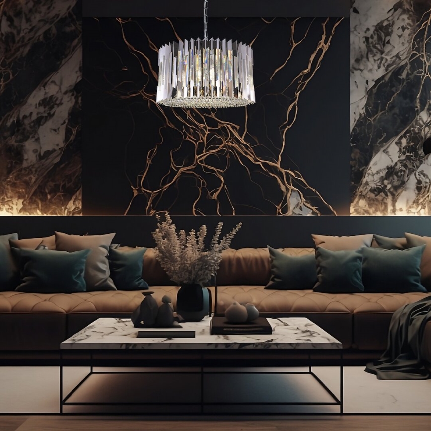 Kronleuchter an Kette RITZ 12xE14/40W/230V d 54 cm glänzendes Chrom