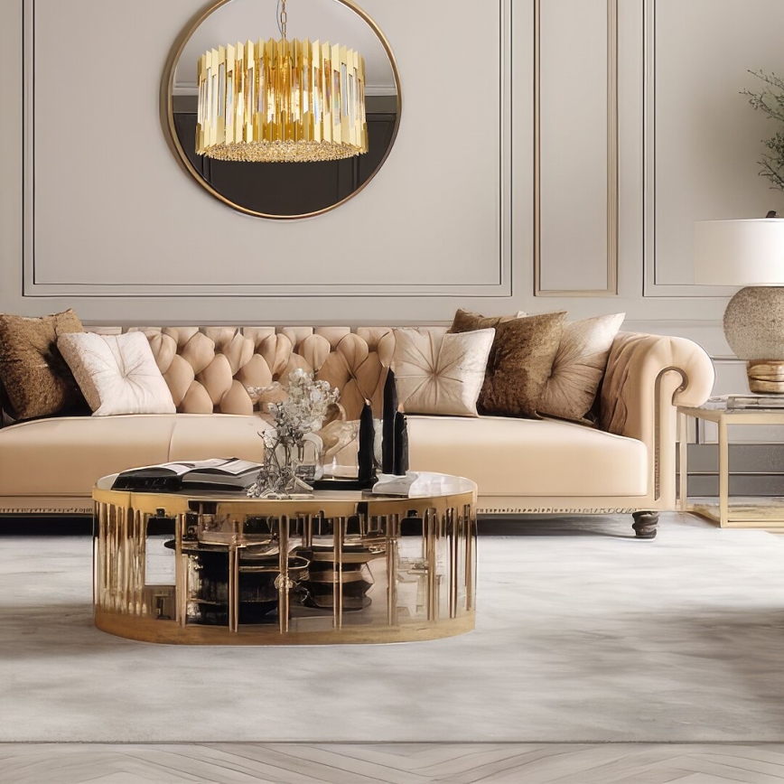 Kronleuchter an Kette RITZ 12xE14/40W/230V d 54 cm golden