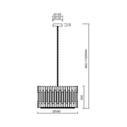 Kronleuchter an Kette RITZ 12xE14/40W/230V d 54 cm golden