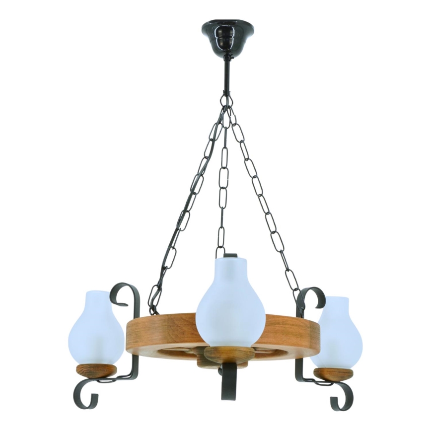 Kronleuchter an Kette ROATA 3xE14/40W/230V Buche - FSC-zertifiziert