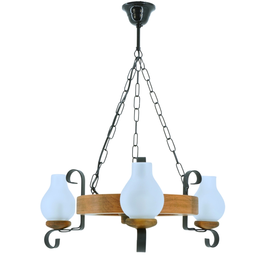 Kronleuchter an Kette ROATA 3xE14/40W/230V Buche - FSC-zertifiziert