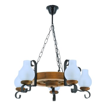 Kronleuchter an Kette ROATA 5xE14/40W/230V d 30 cm Buche - FSC-zertifiziert