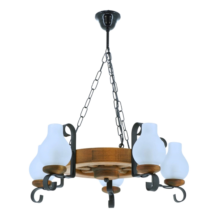 Kronleuchter an Kette ROATA 5xE14/40W/230V d 30 cm Buche - FSC-zertifiziert
