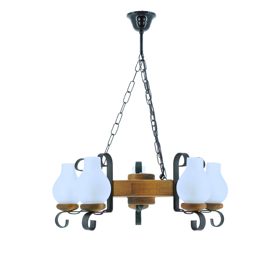 Kronleuchter an Kette ROATA 5xE14/40W/230V d 30 cm Buche - FSC-zertifiziert