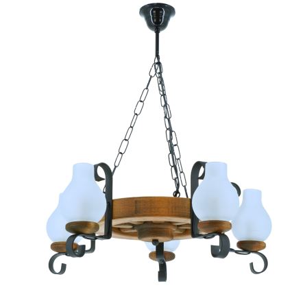 Kronleuchter an Kette ROATA 5xE14/40W/230V d 30 cm Buche - FSC-zertifiziert