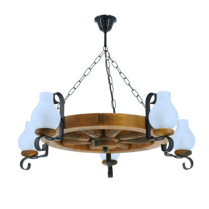 Kronleuchter an Kette ROATA 5xE14/40W/230V d 70 cm Buche - FSC-zertifiziert