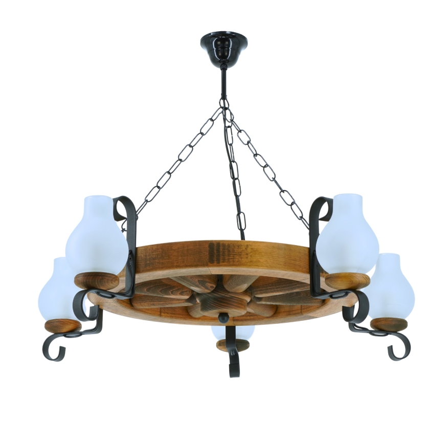 Kronleuchter an Kette ROATA 5xE14/40W/230V d 70 cm Buche - FSC-zertifiziert