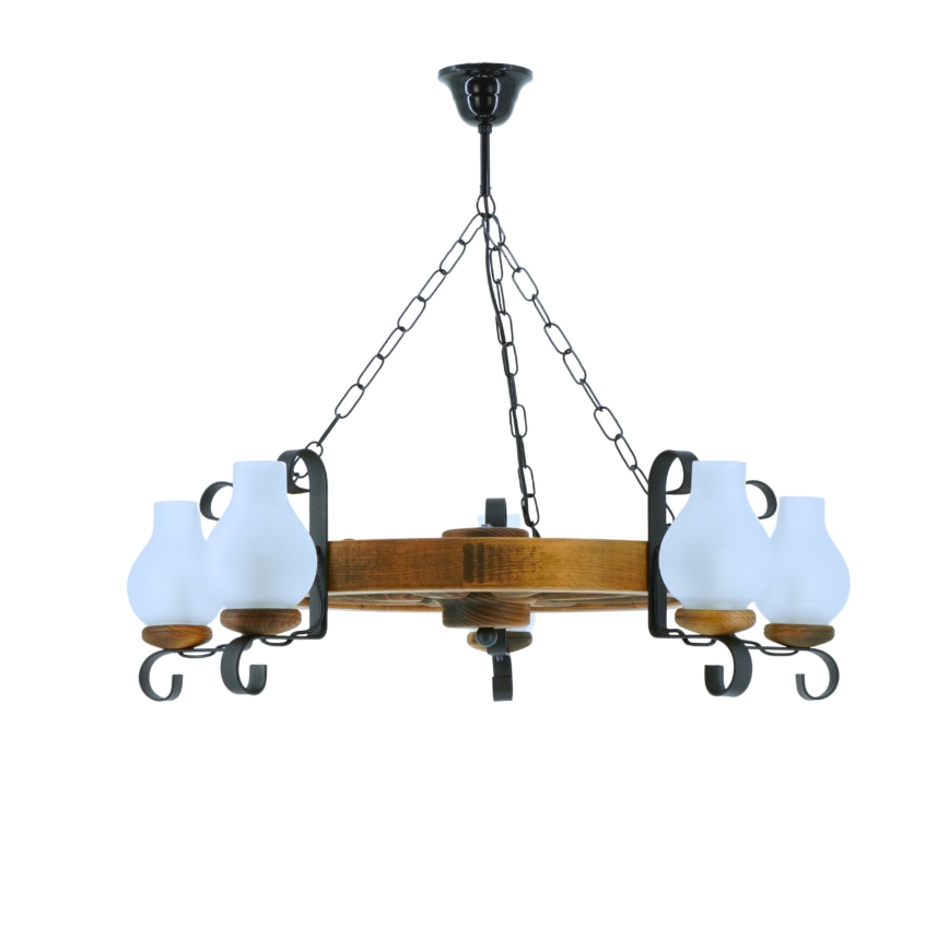 Kronleuchter an Kette ROATA 5xE14/40W/230V d 70 cm Buche - FSC-zertifiziert