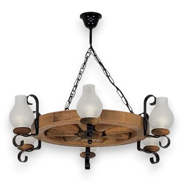 Kronleuchter an Kette ROATA 6xE14/40W/230V d 70 cm Buche - FSC-zertifiziert