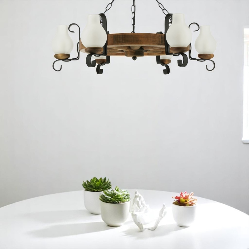 Kronleuchter an Kette ROATA 6xE14/40W/230V d 70 cm Buche - FSC-zertifiziert