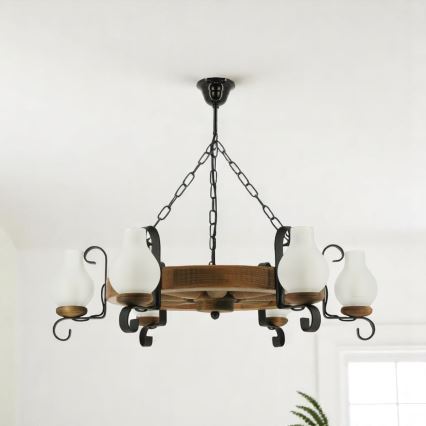 Kronleuchter an Kette ROATA 6xE14/40W/230V d 70 cm Buche - FSC-zertifiziert