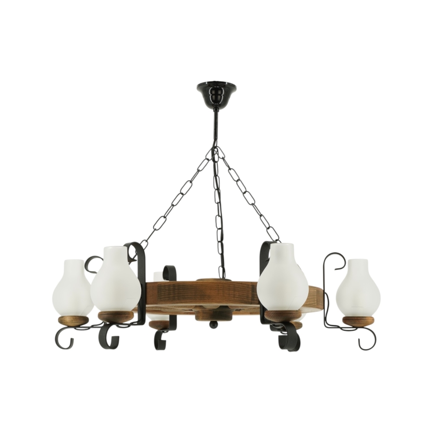 Kronleuchter an Kette ROATA 6xE14/40W/230V d 70 cm Buche - FSC-zertifiziert