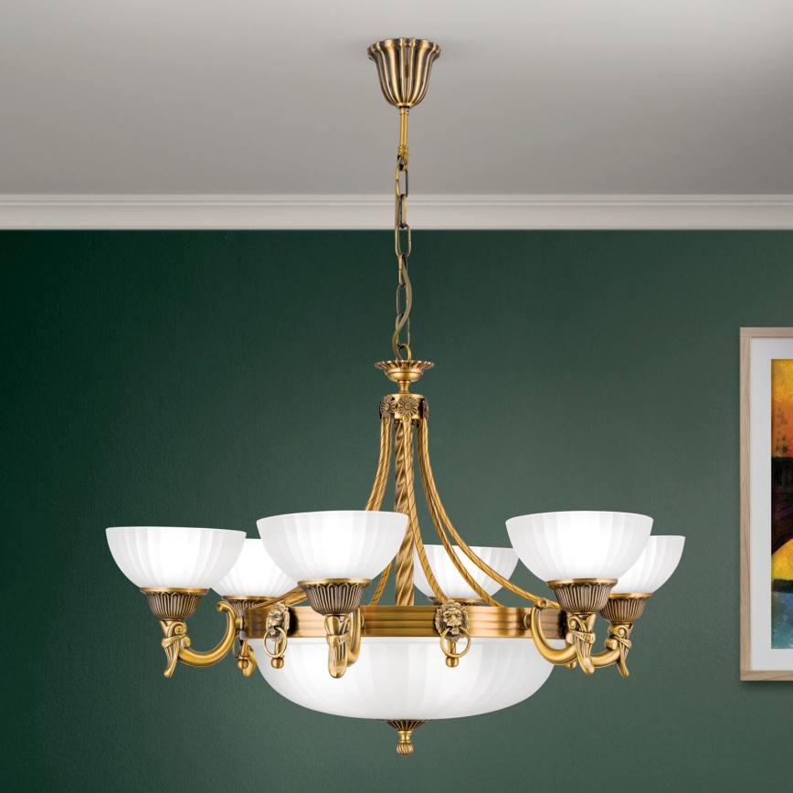 Kronleuchter an Kette ROCCA 9xE27/60W/230V d 75 cm bronzen/weiß