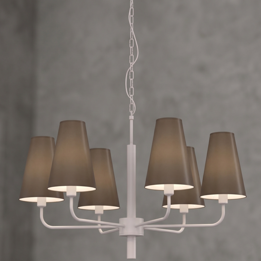 Kronleuchter an Kette TORTOLA 6xE14/15W/230V braun/creme