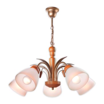 Kronleuchter an Kette TULIPAN 5xE27/60W/230V Buche