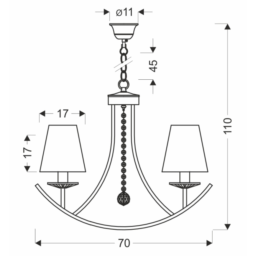 Kronleuchter an Kette VITORIA 4xE14/40W/230V Gelb/Messing