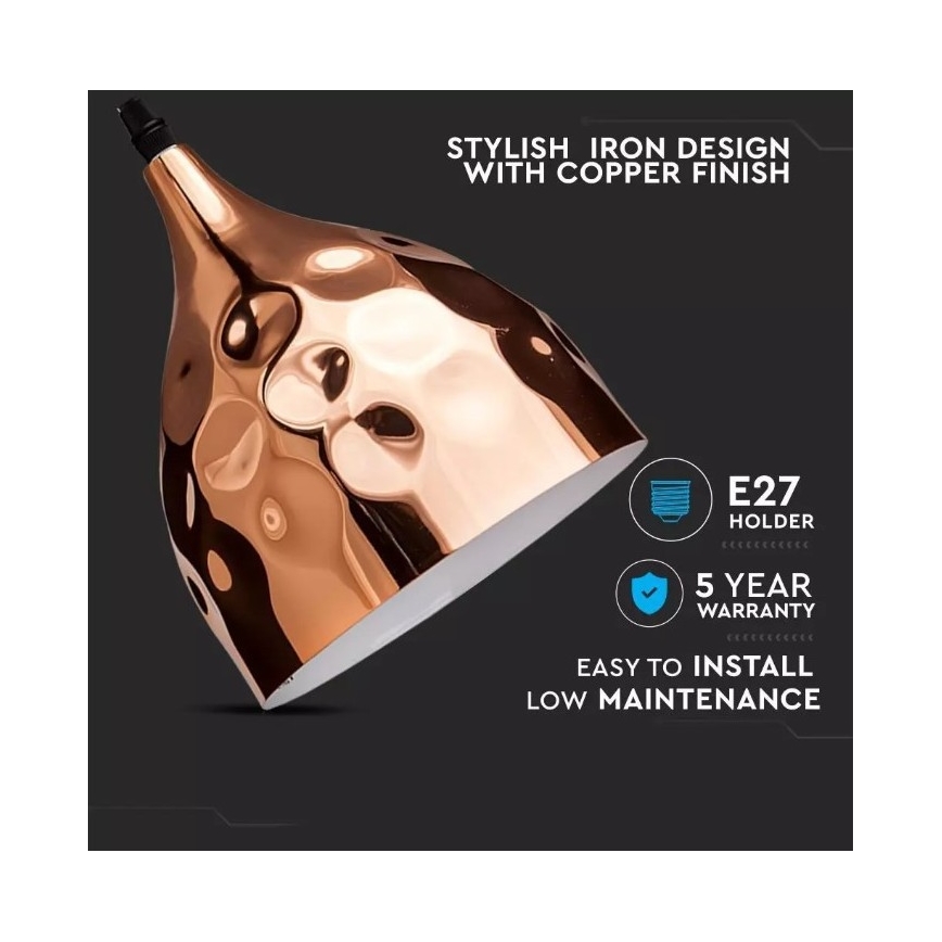 Kronleuchter an Schnur 1xE27/60W/230V rosegold