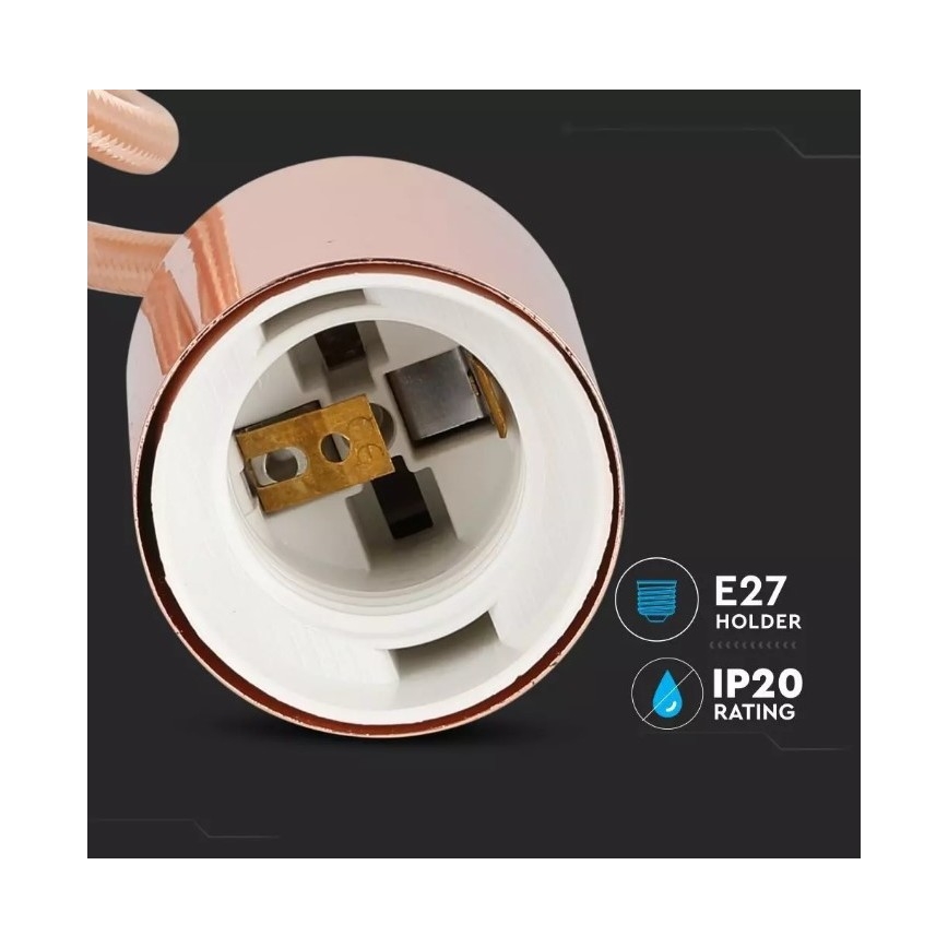 Kronleuchter an Schnur 1xE27/60W/230V rosegold