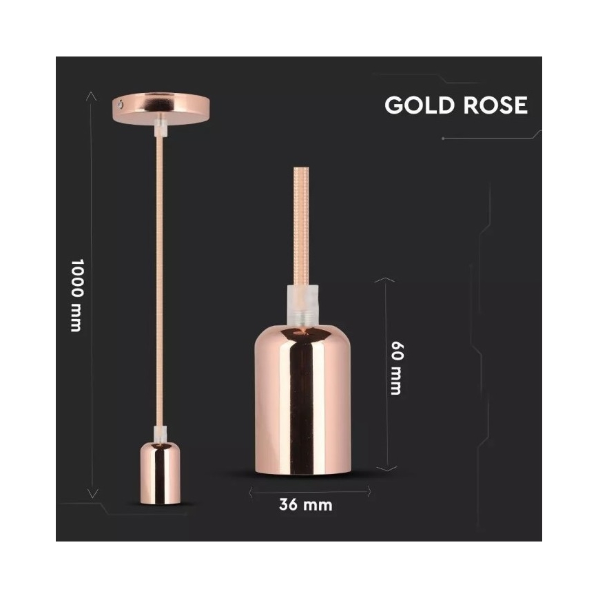 Kronleuchter an Schnur 1xE27/60W/230V rosegold