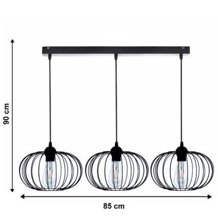 Kronleuchter an Schnur BOCCA 3xE27/60W/230V