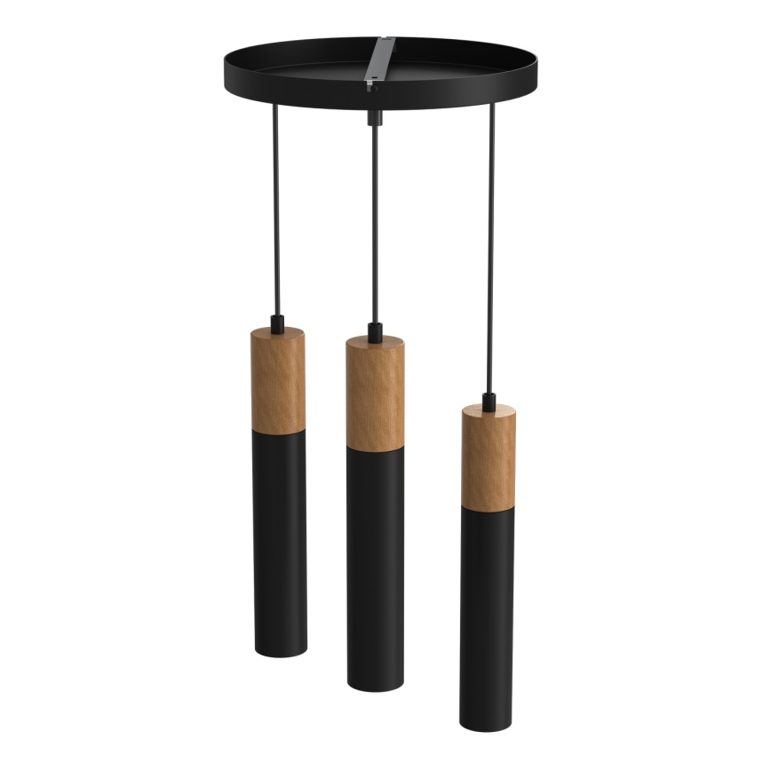 Kronleuchter an Schnur CASSA 3xGU10/60W/230V schwarz rund