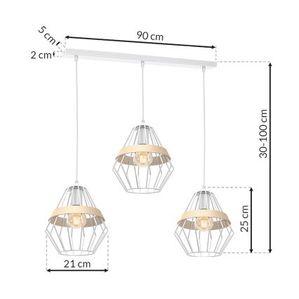 Kronleuchter an Schnur CLIF 3xE27/60W/230V