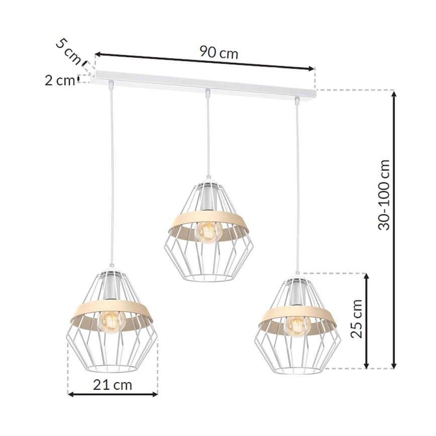 Kronleuchter an Schnur CLIF 3xE27/60W/230V