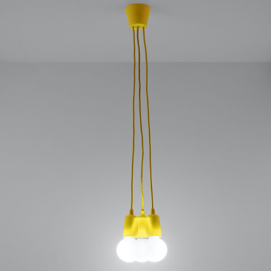 Kronleuchter an Schnur DIEGO 3xE27/60W/230V gelb