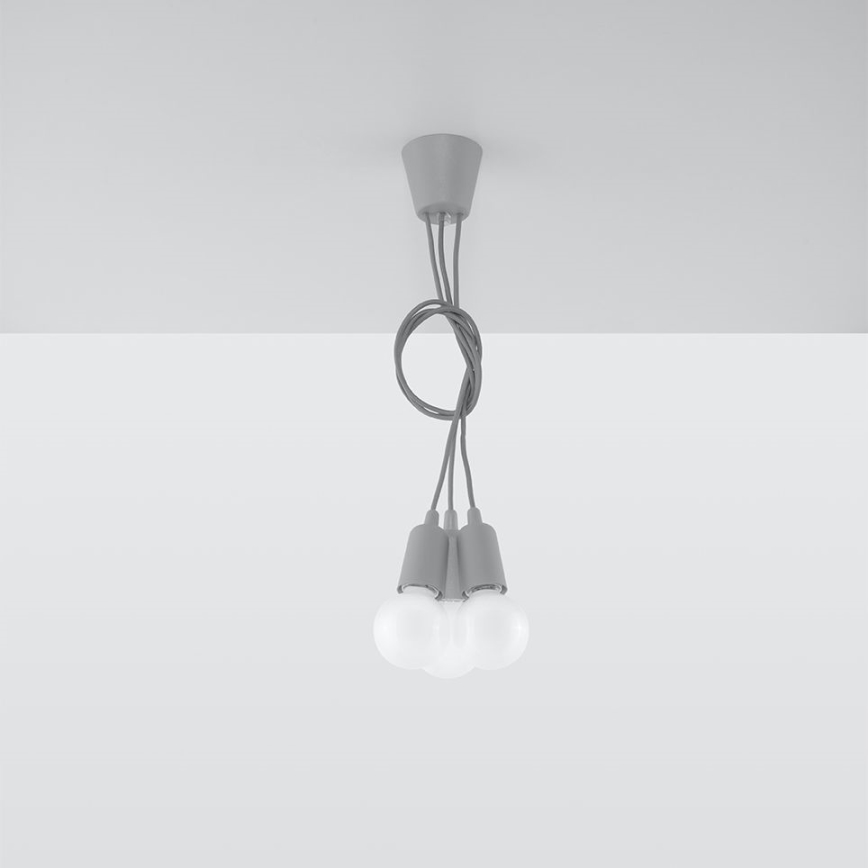 Kronleuchter an Schnur DIEGO 3xE27/60W/230V grau