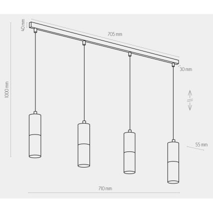 Kronleuchter an Schnur ELIT 4xGU10/10W/230V schwarz