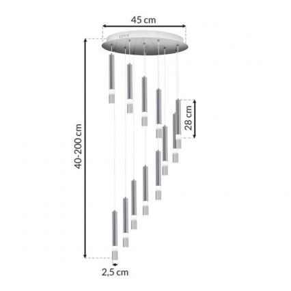 Kronleuchter an Schnur ICE 12xLED/1W/230V