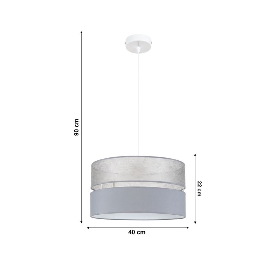 Kronleuchter an Schnur LIMA 1xE27/60W/230V grau