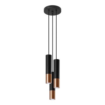 Kronleuchter an Schnur LOOPEZ 3xGU10/40W/230V rund schwarz/kupfer