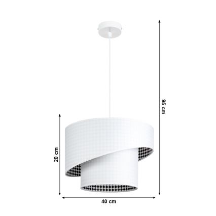 Kronleuchter an Schnur LORI 1×E27/60W/230V Weiß