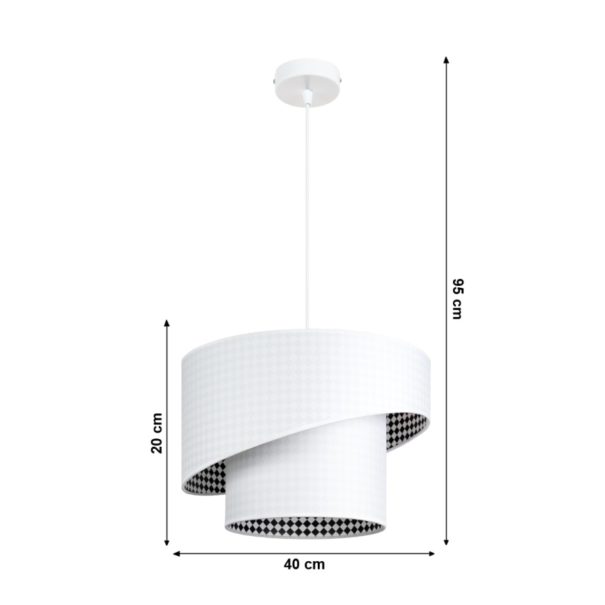 Kronleuchter an Schnur LORI 1×E27/60W/230V Weiß