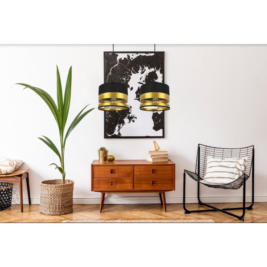 Kronleuchter an Schnur MILO 2xE27/60W/230V gold/schwarz