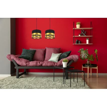 Kronleuchter an Schnur MILO 2xE27/60W/230V gold/schwarz