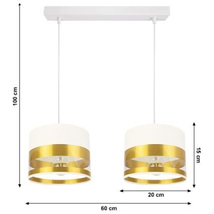 Kronleuchter an Schnur MILO 2xE27/60W/230V golden