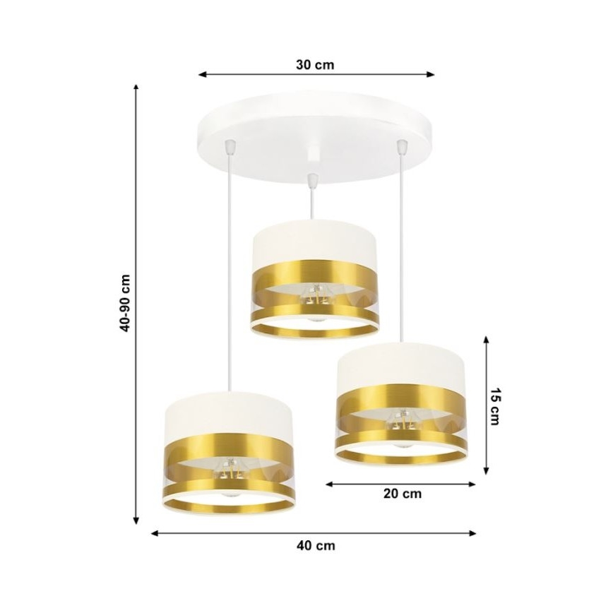 Kronleuchter an Schnur MILO 3xE27/60W/230V golden