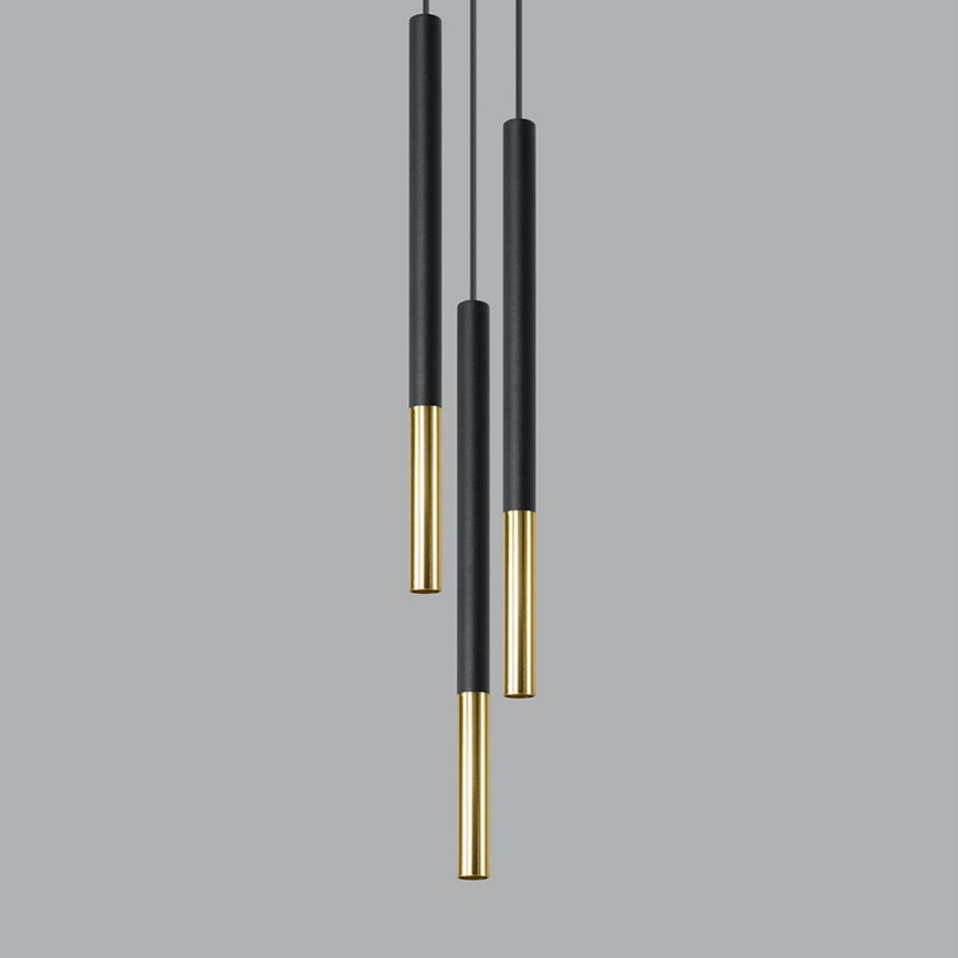 Kronleuchter an Schnur MOSAIC 3xG9/12W/230V schwarz/gold