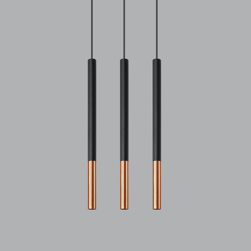 Kronleuchter an Schnur MOSAIC 3xG9/12W/230V schwarz/kupfer