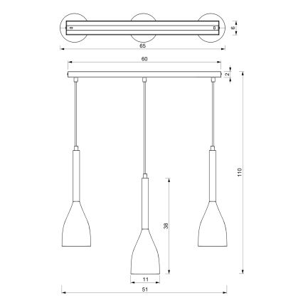 Kronleuchter an Schnur MUZA NEW 3xE27/60W/230V weiß