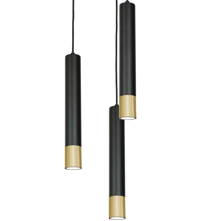 Kronleuchter an Schnur NEST 3xGU10/8W/230V schwarz/gold rund