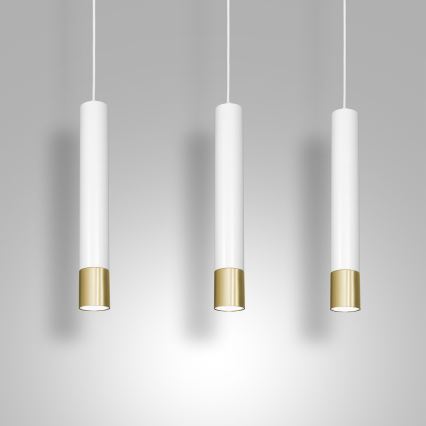 Kronleuchter an Schnur NEST 3xGU10/8W/230V weiß/gold