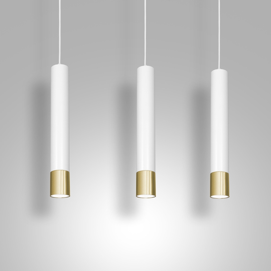 Kronleuchter an Schnur NEST 3xGU10/8W/230V weiß/gold