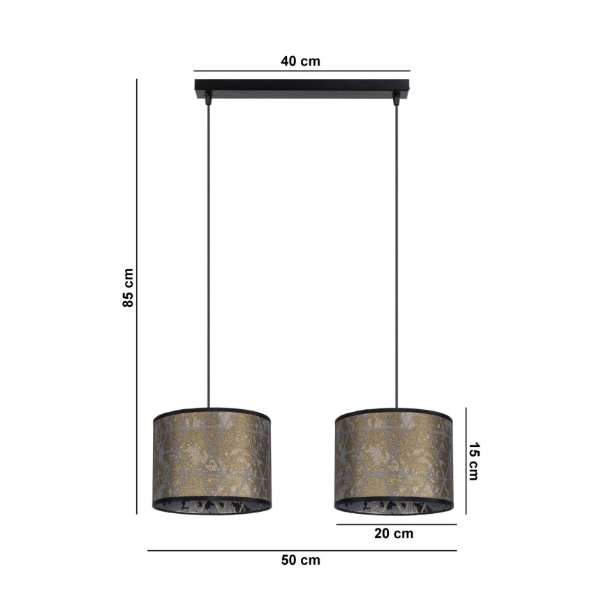 Kronleuchter an Schnur REZO 2xE27/60W/230V gold