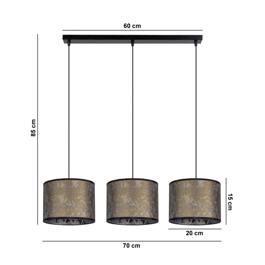 Kronleuchter an Schnur REZO 3xE27/60W/230V gold